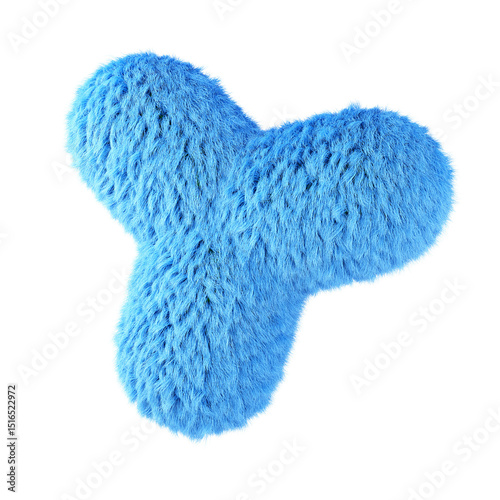 Blue abstract fluffy shape. 3d design element isolated on white background.