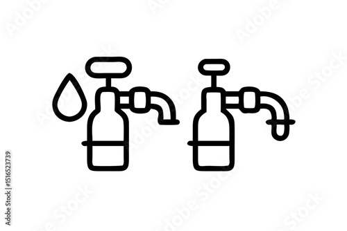 Fifty line icons depicting water treatment processes and equipment