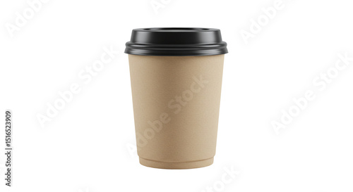 Wallpaper Mural Brown disposable paper coffee cup with black lid isolated on a transparent background Torontodigital.ca