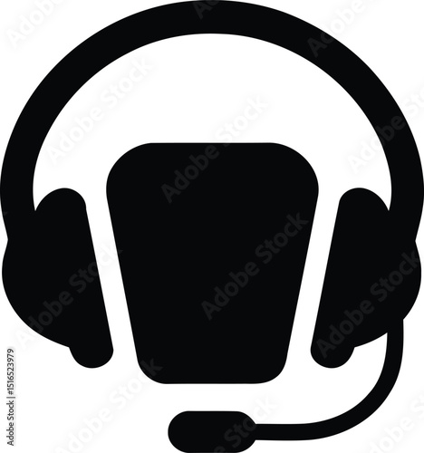 Support Headset Icon. Flat Color Design. Vector Illustration.