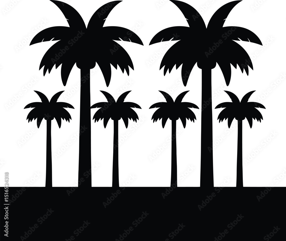 Obraz premium palm trees silhouettes isolated icon vector illustration design black and white