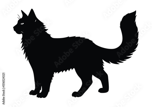 Maine Coon Cat Silhouette Vector Illustration for T Shirt Design and Printing