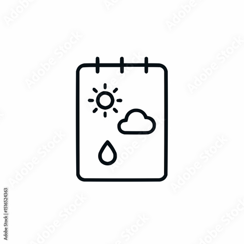Minimal notepad with weather icons — sensory travel journal.