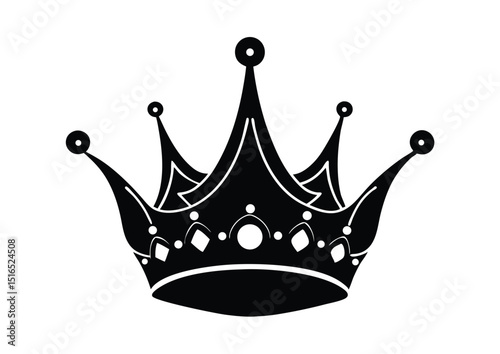 queen crown icon silhouette elegant royal headpiece vector illustration design graphic