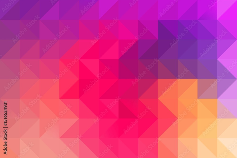 Fototapeta premium A colorfull mesh gradient background with geometric triangular patterns transitioning smoothly from purple to pink and cream. Ideal for modern abstract backdrop and digital design themes.