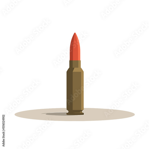 Illustration of a Rifle Bullet with Red Tip and Brown Casing on a White Background