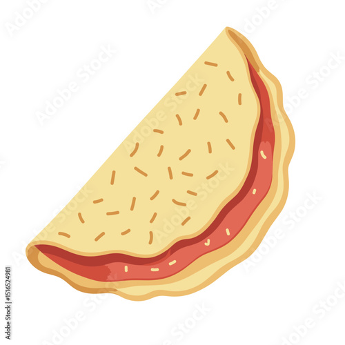 Delicious Crepe with Strawberry Jam Filling Flat Vector Illustration for Food Design