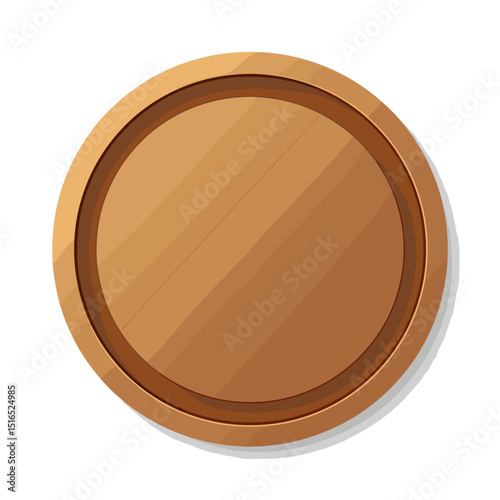 Realistic Wooden Circle Plaque with Grain Texture and Shadow, Vector Illustration for Signage or Decoration