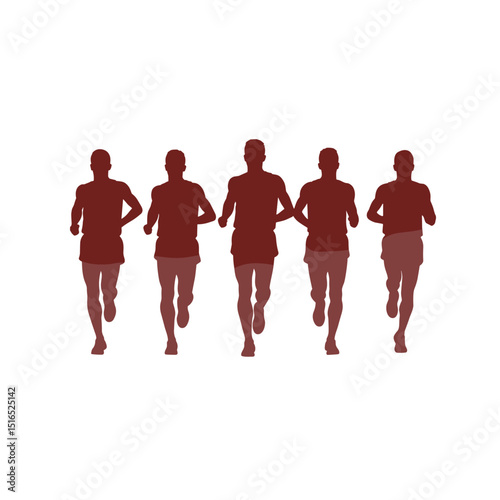 Marathon Runner Running Silhouette, Marathon run. Group of running people, men and women People running silhouette, Running exercise healthy lifestyle