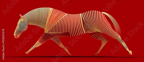 Abstract Horse Running Red Background
