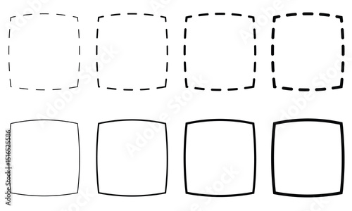 Smooth hexagon shape with geometric edges set. Regular polygon icon. Flat vector illustration isolated on white background.