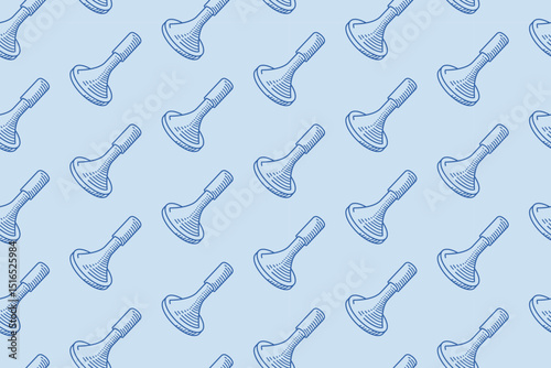 Repeating pattern of blue rubber stamps ideal for stationery design, business presentations, or office themed projects requiring a professional touch.