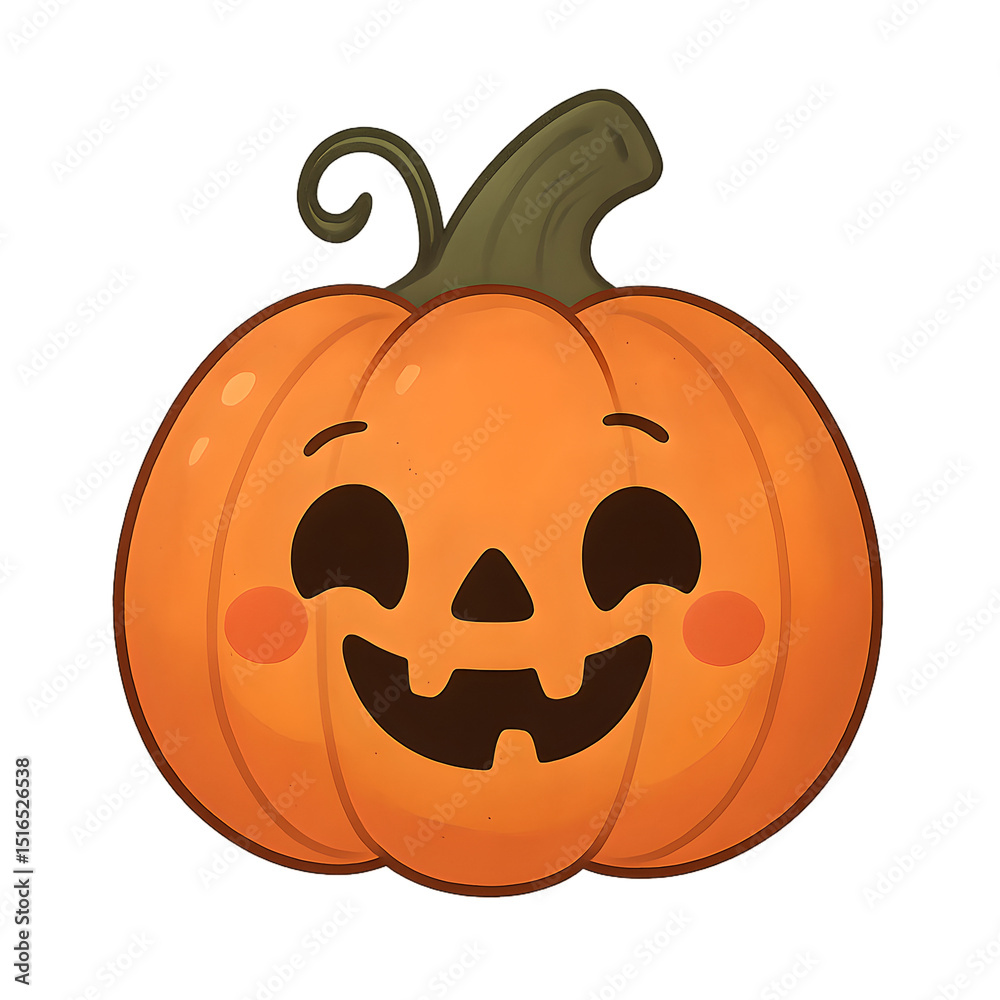 Fototapeta premium Adorable Happy Halloween Pumpkin Illustration Cute Cartoon Jack-o'-lantern Design