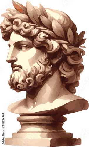 A watercolor vector illustration of an anique statue