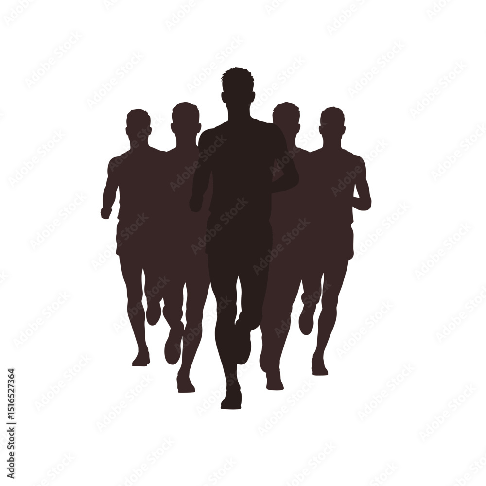 Marathon Runner Running Silhouette, Marathon run. Group of running people, men and women People running silhouette, Running exercise healthy lifestyle