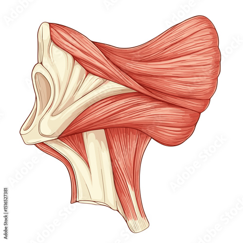 Anatomical Illustration of Human Muscular System Detailed Structure of Body Muscles and Bones in Red and White Tones