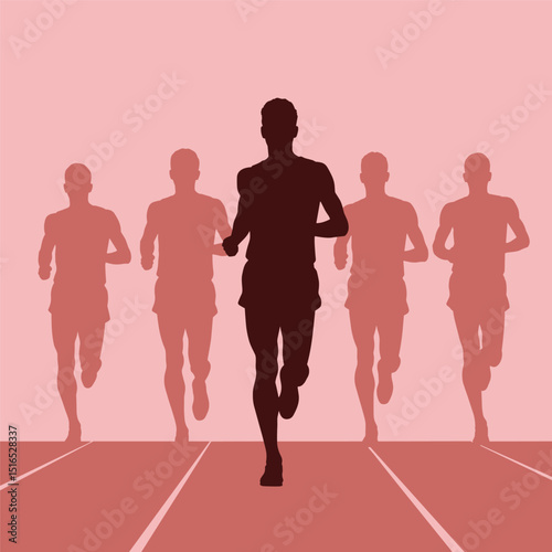Marathon Runner Running Silhouette, Marathon run. Group of running people, men and women People running silhouette, Running exercise healthy lifestyle
