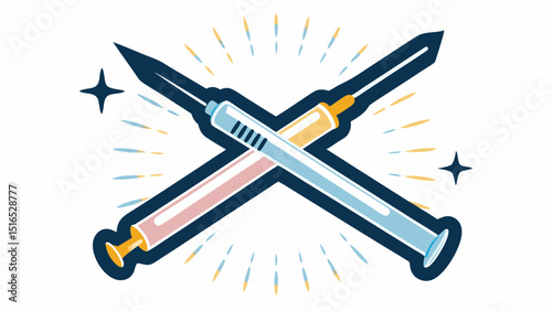 Crossed syringes symbolize medical battles won against ailments a health beacon in vector graphic and clean