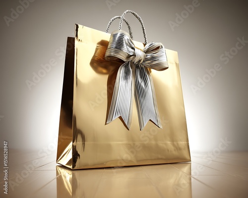 Gold Gift Bag Studio Shot photo