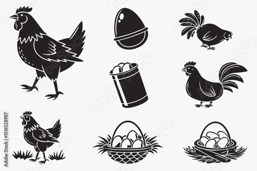 set of chicken icons