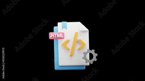 HTML Code Development Animated 3d Icon
