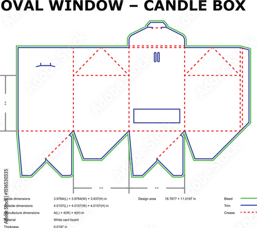 Oval window candle box die-cut template printable design