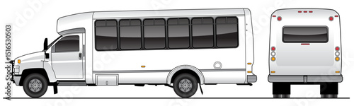 Shuttle Bus illustration with side and back view for branding.