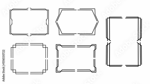 Minimalist frames vector set in black and white with clean, sharp lines and a geometric layout. Ideal for modern interface or layout elements