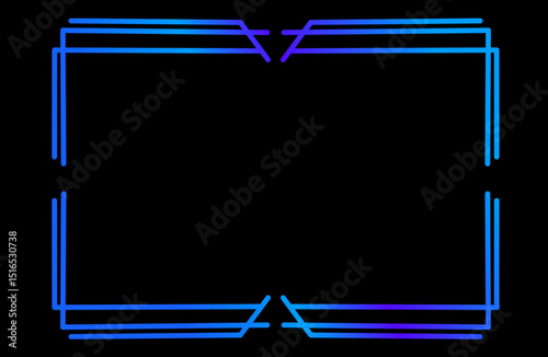 Futuristic digital frame with neon glowing lines in a geometric tech style vector design 