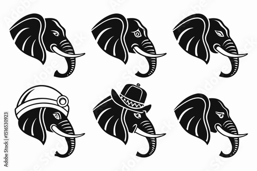 set of black and white horses