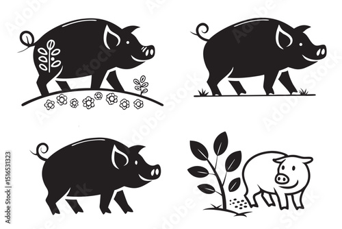set of funny pigs