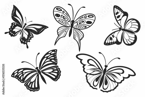 set of butterflies