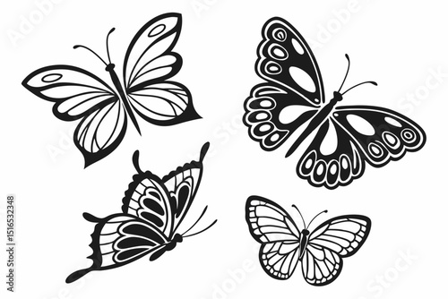 set of butterflies