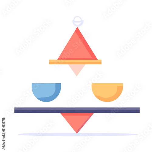 Abstract Geometric Composition with Triangle and Semicircle Shapes in Pastel Colors on White Background