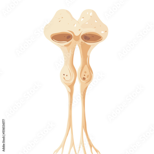 Abstract Pale Beige Organism with Surreal Features on a White Background