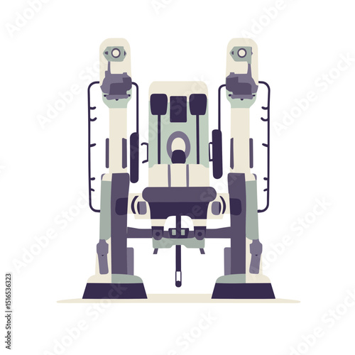 Abstract Robotic Machine Isolated on White Background Featuring Mechanical Design and Future Technology Concept
