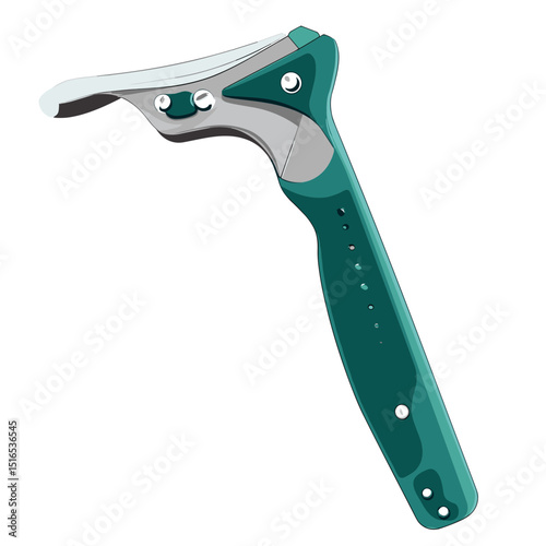 Adjustable Silver and Green Metal Hand Tool with Grip Isolated on White Background for Industrial Construction