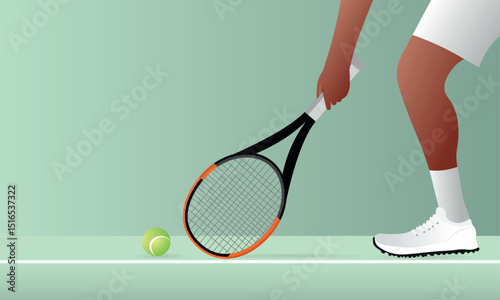 Tennis player preparing to serve during championship match