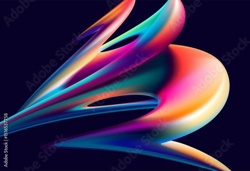 Abstract background of fluid iridescent shape. Elegant vector wallpaper.