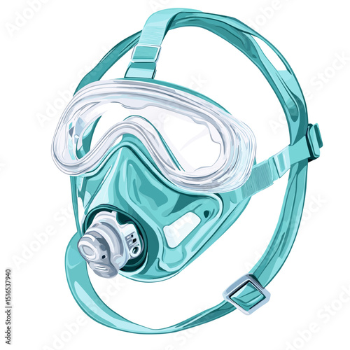 Aqua Diving Mask with Snorkel on White Background Underwater Exploration