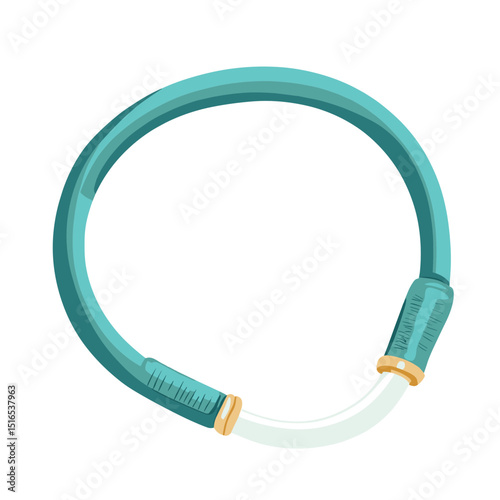 Aqua Garden Hose Circle Isolated on White Plumbing and Irrigation Equipment for Gardening and Agriculture