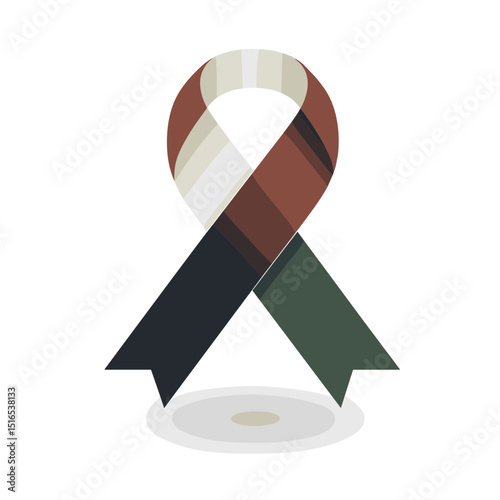 Awareness Ribbon with Varied Colors Supporting a Cause on a White Background
