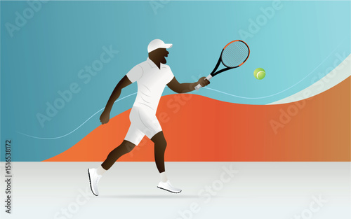 Tennis player hitting ball during championship game