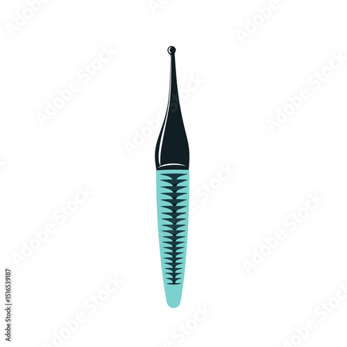 Blue Mascara Applicator Brush with Black Bristles Isolated on White Background for Eye Lash Beauty Makeup