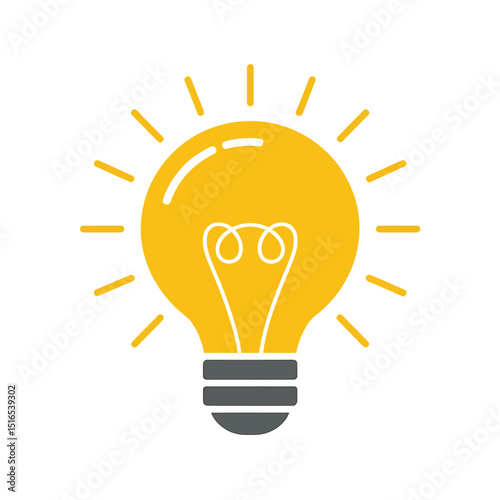 Illuminating Ideas Vector Illustration of a Glowing Yellow Light Bulb