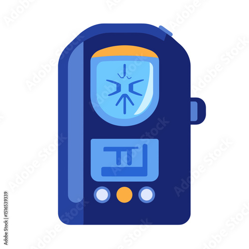 Blue Portable Electronic Device with Digital Display and Buttons Flat Vector Illustration