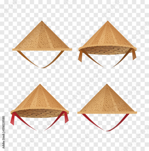 Hat bamboo. Hat farmer Asian straw cap Traditional Vietnamese. Flat Vector