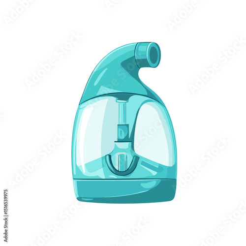 Close Up of Portable Blue Humidifier for Healthcare and Therapeutic Vapor Therapy in Isolated White Background for Respiratory Treatment
