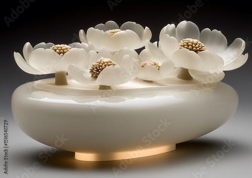White Flowers in a Vase Sculpture