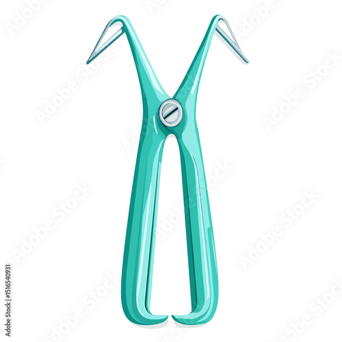 Dental Forceps Medical Tool with Metal Build and Smooth Shiny Texture in a Minimalist Isolated White Background